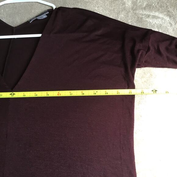 VINCE Long Sleeve Shirt Double V-Neck in Plum Purple Burgundy Rayon Size S - Picture 5 of 6